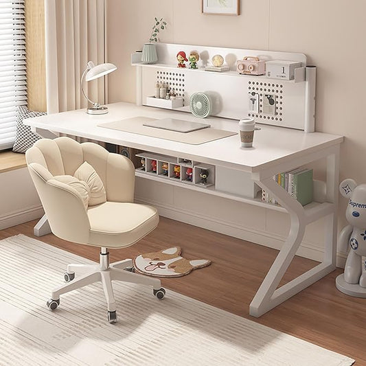 BK&MF Modern Simple Writing Computer Desk,with Storage Portable Gaming Desk Study Laptop Table Space Saving for Home Office,B,120x60x75cm(47x24x30inch)