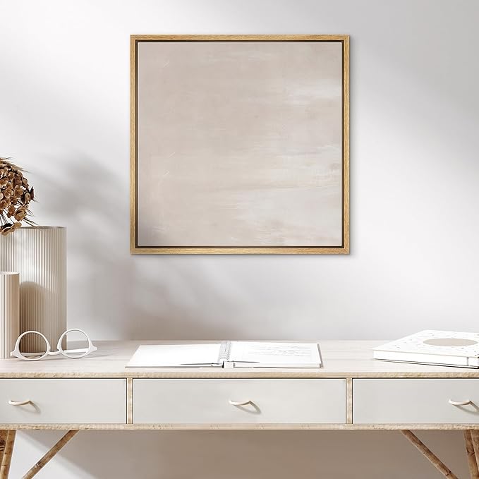 SIGNWIN Framed Canvas Print Wall Art Light Beige Minimal Neutral Tone Illustration Modern Art Decorative Nordic Minimal Calm/Zen for Living Room, Bedroom, Office - 24"x24" Natural