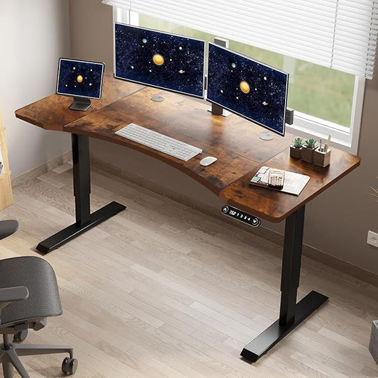 63 Inch Dual Motor Electric Standing Desk, Height Adjustable Sit Stand Desk with Memory Control and Spacious Desktop for Home Office