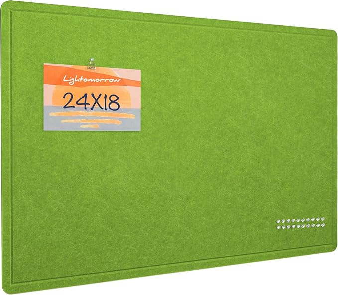 Bulletin Board, 24 x 18 inches Felt Board Decorative Pin Board, Cork Board Alternative for Wall, Foldable Photo Board Self-Adhesive Vision Board with 20 Pushpins - Foliage Green