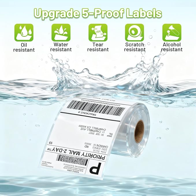 249BT Bluetooth Shipping Label Printer&2500Pcs Shipping Address Label for Small Business, Shipping Packages, Office, Home, Compatible with Android iPhone iPad Windows macOS Tiktok USPS Etsy