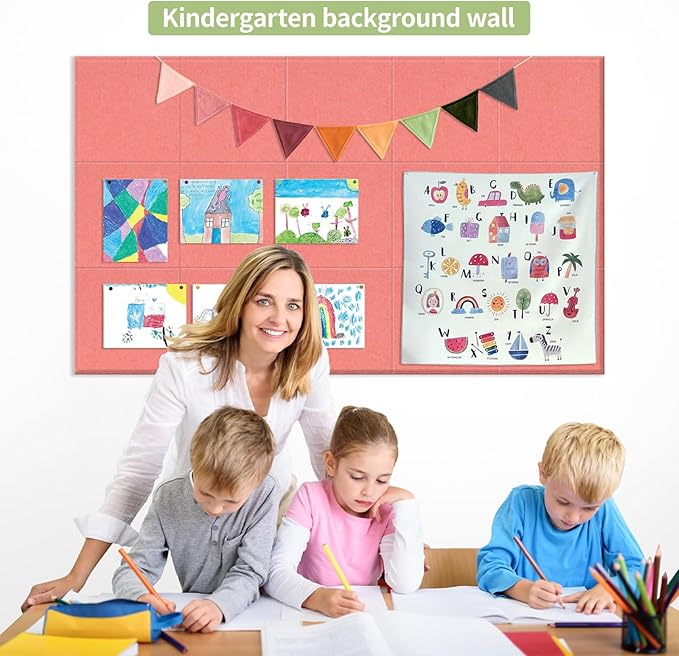Large Cork Bulletin Board Alternative for Offices, Size 60 x 35 inches - 15-Pack; Felt Bulletin Board Dart wall Protectors for Office Walls, Schools, and Home décor, Orange Color.