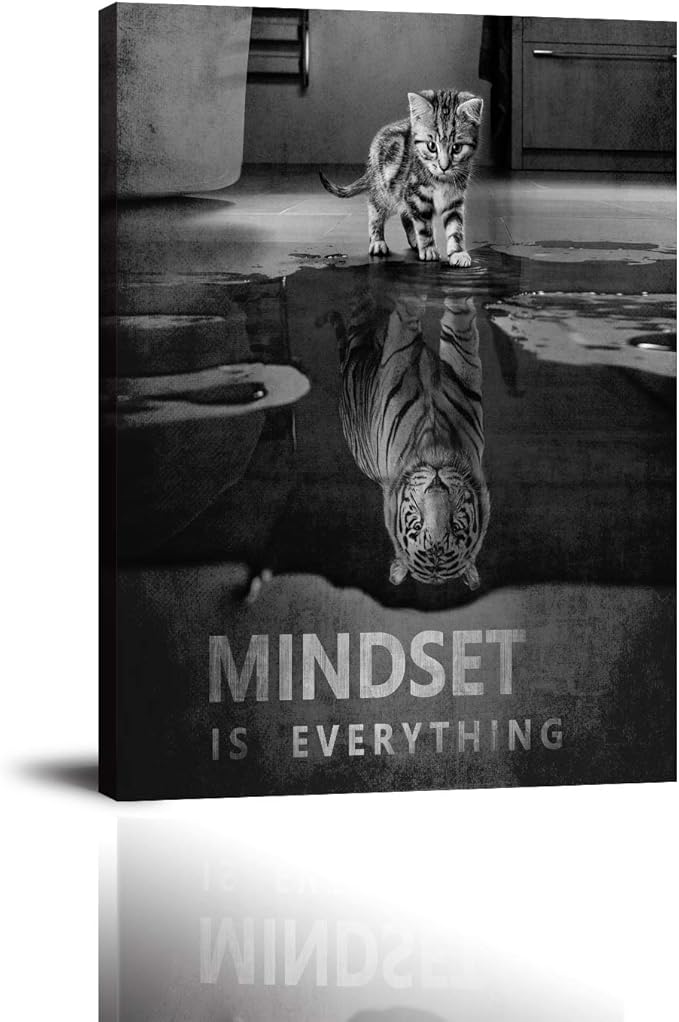 Yatsen Bridge Inspirational Canvas Wall Art Cat Tiger Picture Cute Animal Poster Painting Modern Inspiring Print Artwork Wooden Decor for Living room Office Home House Framed Ready to Hang (18"Wx24"H)