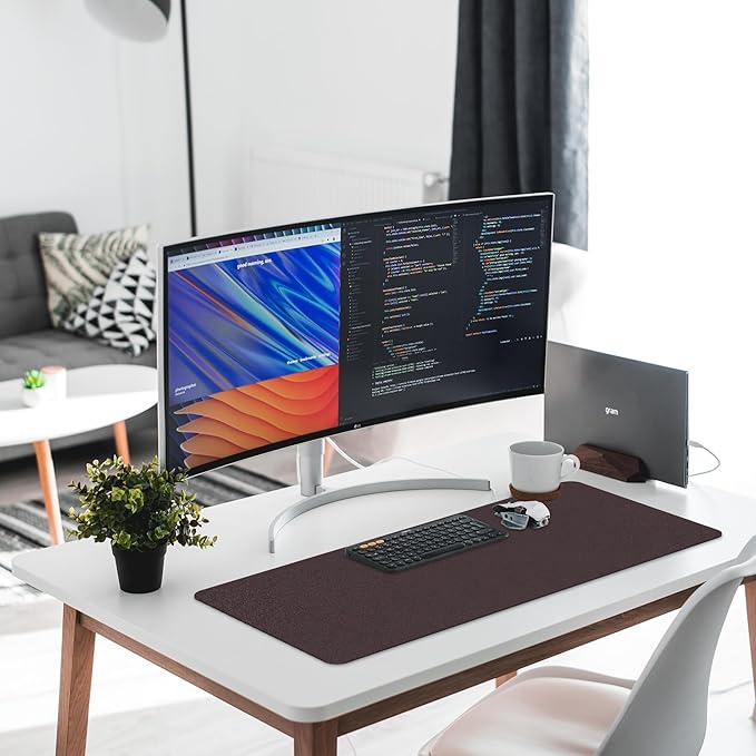 Leather Desk Pad Protector,Non-Slip Desk Pad,on-Slip PU Leather Large Mouse Pad,Easy Clean Desk Protecor Mat,Writing Pad for Office Work/Home/Decor(White, 31.5" x 15.7")