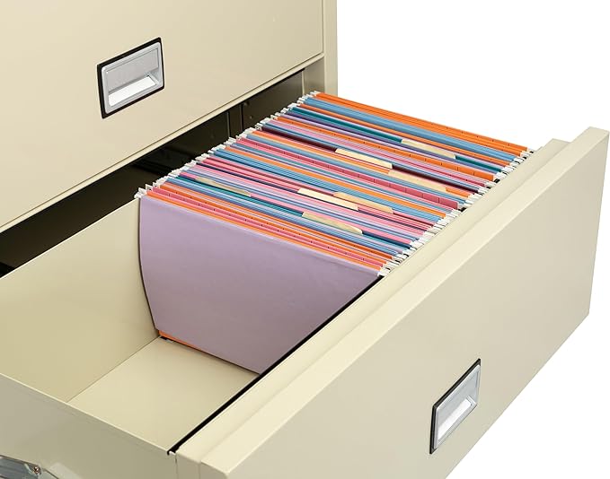 38 inch Wide 3-Drawer Lateral Fireproof File Cabinet – Legal and Letter Size Filing – Key Lock – Water Resistant – Fire Safe and Impact Rated – Putty Finish – Model LAT3W38P