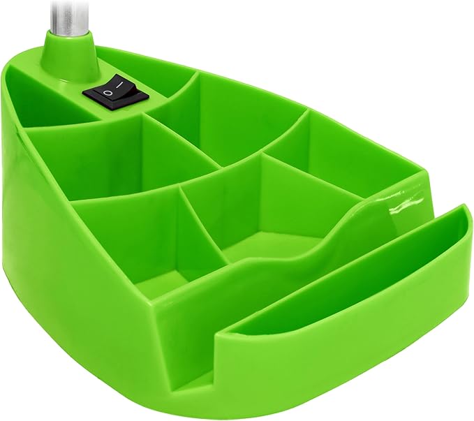 Simple Designs LD1002-GRN Gooseneck Organizer Desk Lamp with iPad Tablet Stand Book Holder, Green