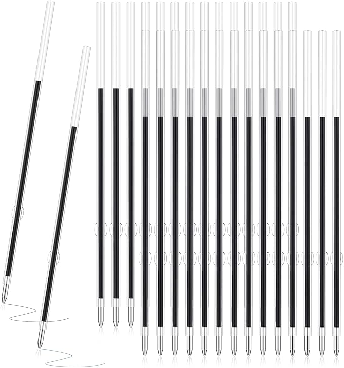 Outus 30 Pieces 0.7 mm Retractable Pen Refills Replacement Ballpoint Pen Refills Black and Blue Ink Pen Refills for Retractable Pen Office School Supplies, 107 mm in Length