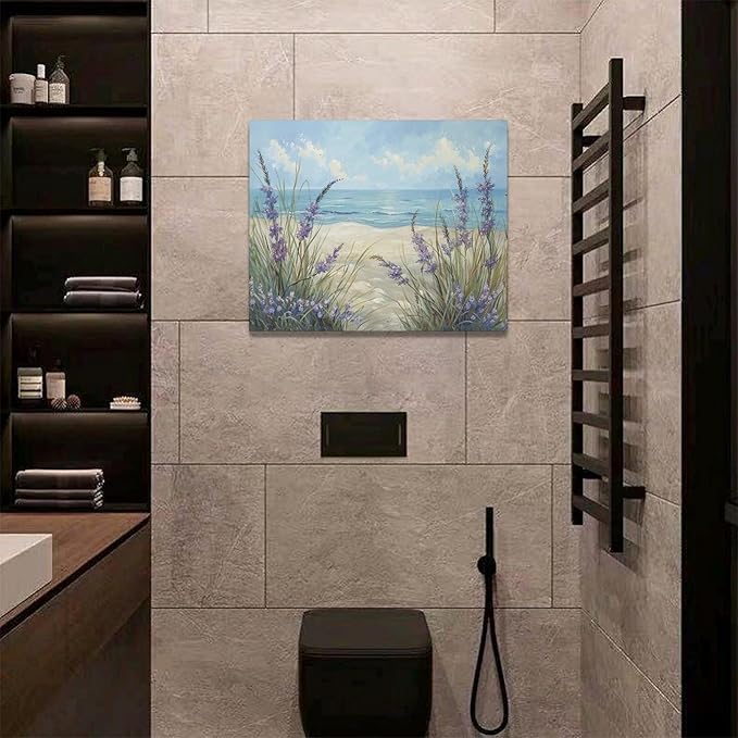 Luxvio Beach Ocean Wall Art Coastal Pictures Wall Decor Watercolor Seaside Canvas Painting Beach Artwork for Bathroom Living Room Bedroom Kitchen Office 20 x 16 inch