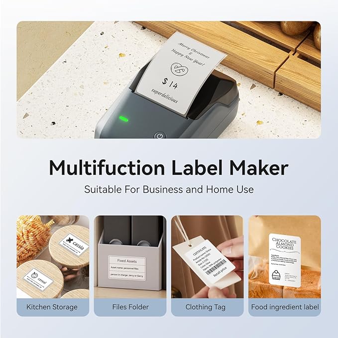 NIIMBOT B1 Label Maker,2 Inch Bluetooth Thermal Label Printer, Automatic Label Identification, Easy to Use for Home Office and Business, Label Maker Machine with Tape, Support Phones & PC