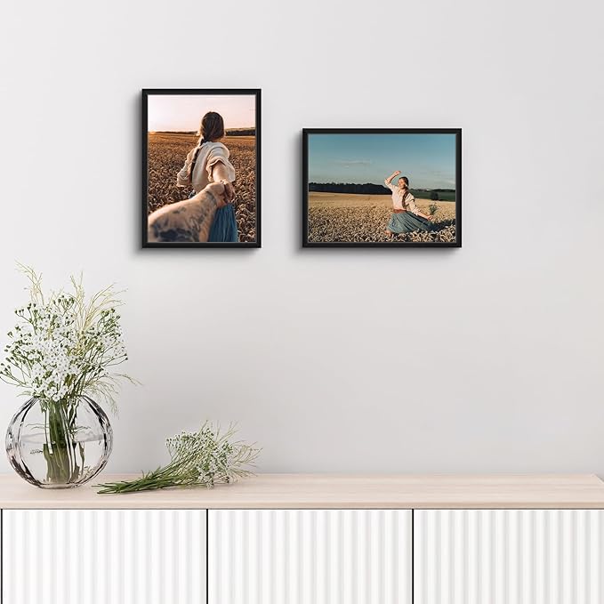 Golden State Art, Gallery Wall Frame Set of 6 - Black 6x8 Aluminum Photo Frames with Mat for 5x7 Pictures - 6 x 8 inch Metal Frame with Real Glass Cover - Elegant Home or Office Decor