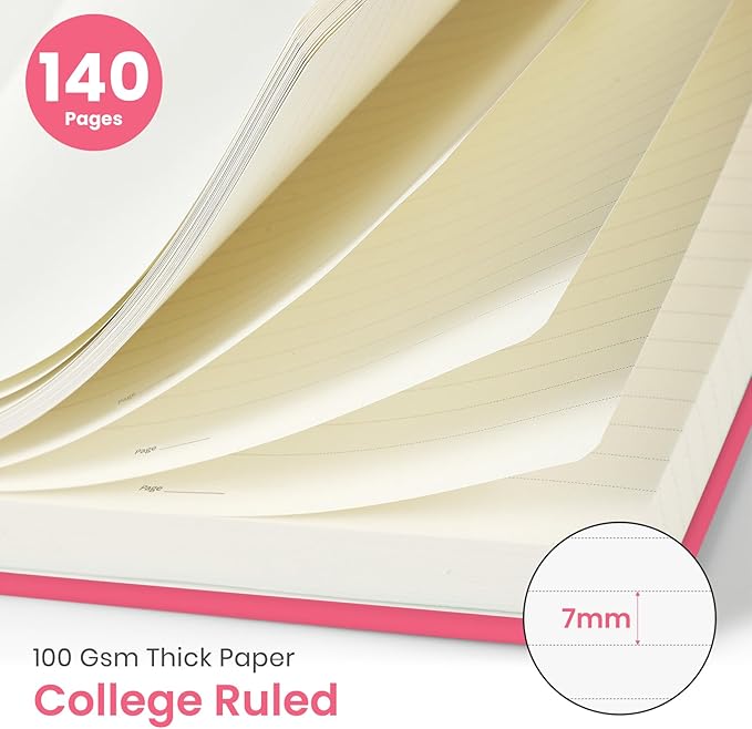 Taja Lined Spiral Journal Notebook for Women & Men, 140 Pages, College Ruled Hardcover Notebook for Work & Note Taking, Journals for Writing, A5(5.7" x 7.9") – Peach Pink
