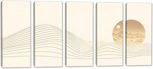 40 x 20 TOTAL - Landsape of lines Wall Art Canvas Geometric Print modern minimalis, office art - 5 Panel Split