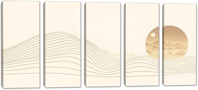 50 x 24 TOTAL - Landsape of lines Wall Art Canvas Geometric Print modern minimalis, office art - 5 Panel Split