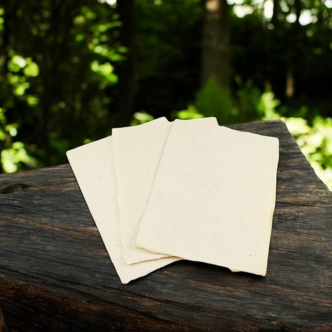 Handmade Lokta Card Stock 5x7 Inch Paper with Deckle Edge. Tree-Free Lokta Paper for Vintage Stationery, Printing, and Decorative Invitations (50 Sheets)