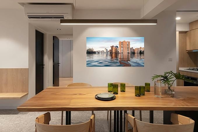 Canvas Wall Art for Living Room Bedroom Hypothetical flood water Madrid due to the effects Big Large Wall Art Decor Framed Painting Wall Pictures Prints Artwork Office