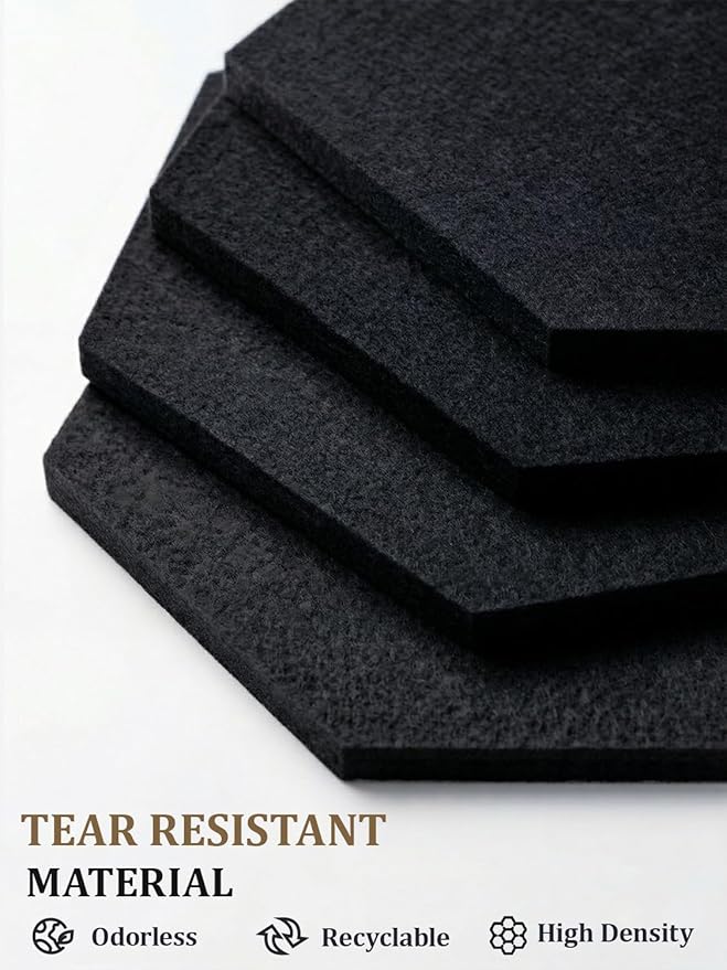 8 Pack Hexagon Felt Bulletin Board Tiles - 11.8" Large Thick Pin Board for Walls with 30 Push Pins, DIY Boards for Office Home School Decor, Aesthetic Hex Cork Board Alternative