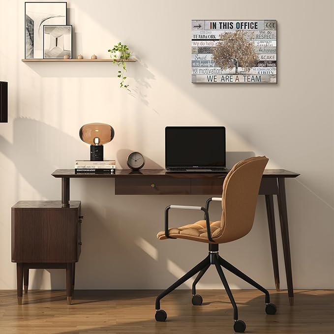 SOOTHAN Vintage Office Wall Decor In This Office Motivational Quotes Poster Brown Maple Tree Canvas Picture Inspirational Wall Art for Home Office Workplace Decoration Framed Inspiring Gifts 12x16inch