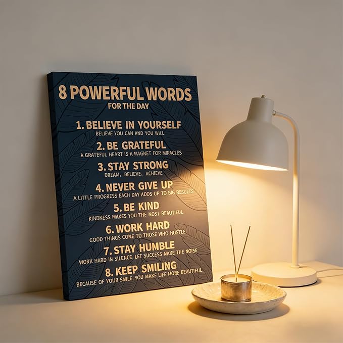8 Rules Of Life Canvas Wall Art Motivational Office Painting Picture Wall Decor Inspirational Positive Sayings Poster Print Artwork for Suitable for Office School Library Decor 24x36 in Wrapped Canvas