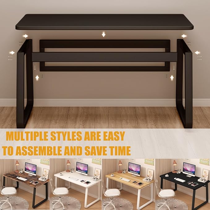 Modern Desk 31.5 Inch Computer Table Simple Style Office Writing Desk Industrial Office Table Black