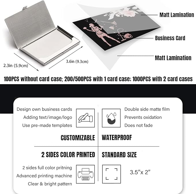 Business Cards Customize with Cleaning Service Templates, Custom Business Cards Personalized with Your Logo, 3.5"X 2" 300gsm Matte Paper for Small Business