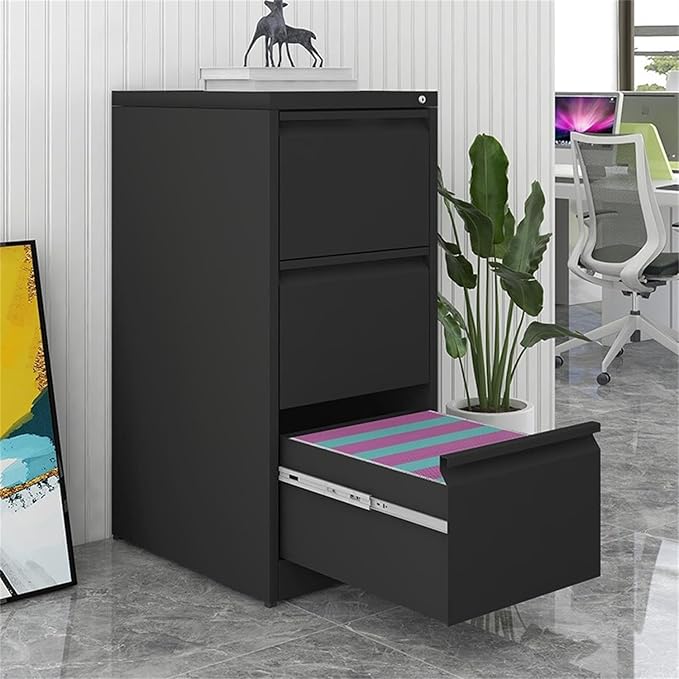3 Drawer Filing Cabinet,Metal Vertical Filing Cabinets with Lock for Home Office,Heavy Duty File Storage Cabinet for Letter/Legal/A4/F4 Size File