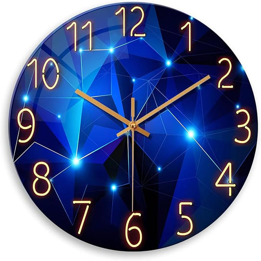 Big Wall Clock for Living Room Decor Blue Decorative Wall Clocks Battery Operated 20 Inch Silent Wall Clock Non Ticking