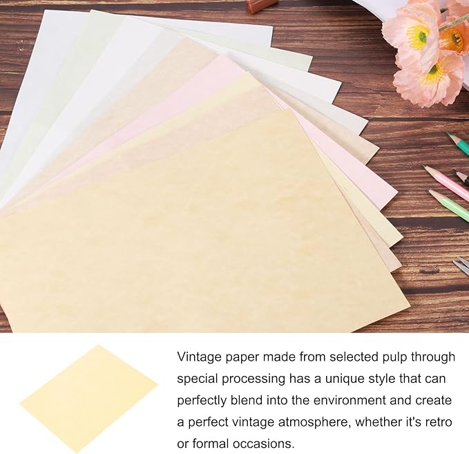 25 Sheets Parchment Paper Aged Look Stationery 200GSM Vintage Paper Sheet, [for Certificate, Invitation, Envelope] - 8.5 x 11 Inch/Grey Yellow