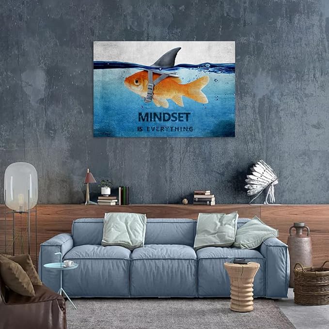 Yatsen Bridge Modern Inspirational Canvas Wall Art Mindset is Everything Motivational Quotes Office Wall Decor Entrepreneur Posters Framed Ready to Hang for Living Room Decor - 28''Hx44''W
