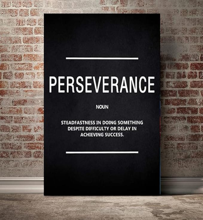 Inspirational Canvas Wall Art Motivational Painting Perseverance Noun Pictures Inspiring Entrepreneur Quote Success Posters and Prints Artwork Decor for Home Office Framed Ready to Hang (28" Wx44 H)