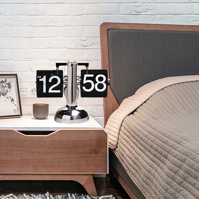 Flip Clock,Retro Flip Down Clock Mechanical Digital Flip Desk Clocks Internal Gear Operated Flipping Down Clocks Battery Powered for Home Office Décor