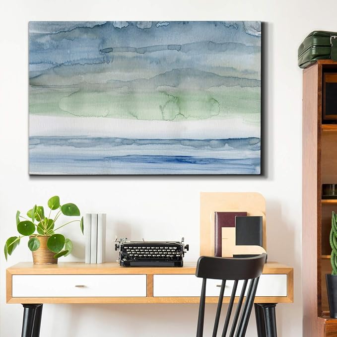 Landscape Wall Art Premium Gallery Wrapped Canvas Abstract Ocean Forest Modern Artwork Decoration for Living Room Kitchen Bathroom Office, Ready to Hang