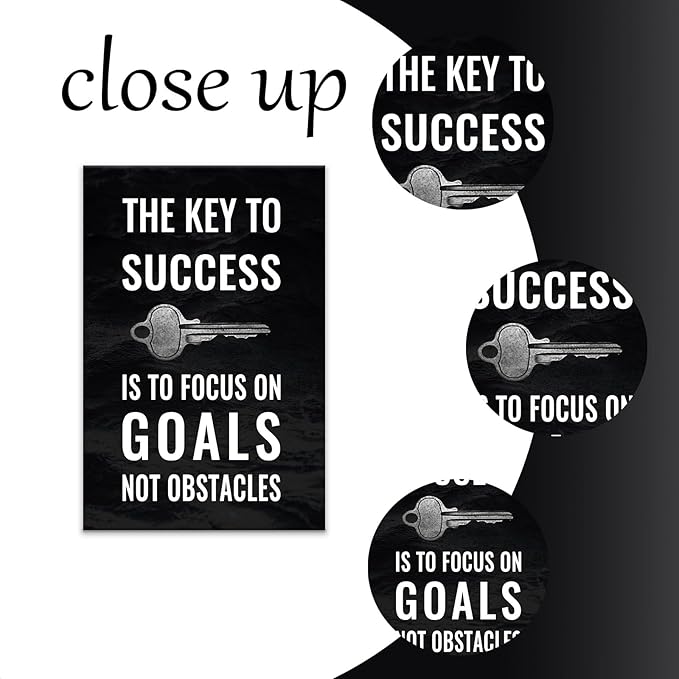Motivational Poster Wall Art Success Inspirational Quotes Print on Canvas Positive Energy Theme Picture Painting Wall Decor Artwork for Modern Home Living Room Classroom Ready to Hang [24''Wx36''H]
