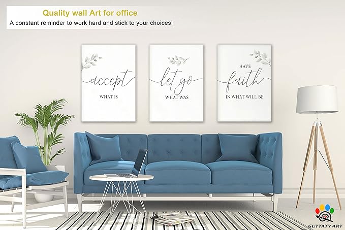 Office Wall Art-3 Panel Motivational Wall Art, Inspirational Quotes Canvas Art for Home Office Wall Decor,Positive Quote Wall Decor, Entrepreneur Words Poster Frame for Company Wall Decor 20”x30”x3Pcs