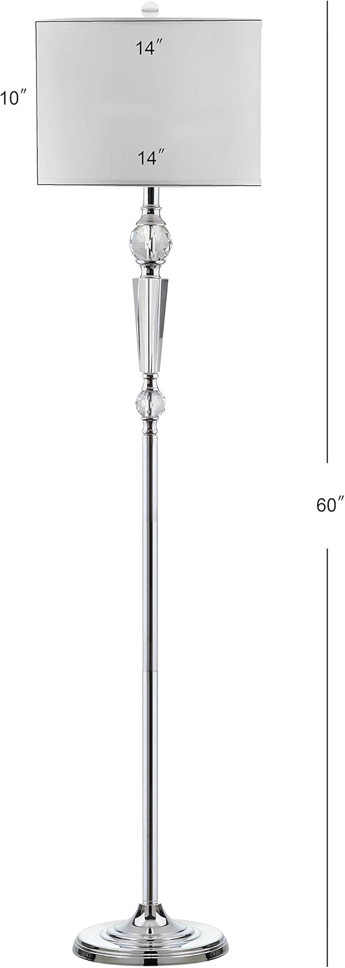 SAFAVIEH Lighting Collection Savannah Clear Crystal/ Chrome 60-inch Living Room Bedroom Home Office Standing Floor Lamp (LED Bulb Included)
