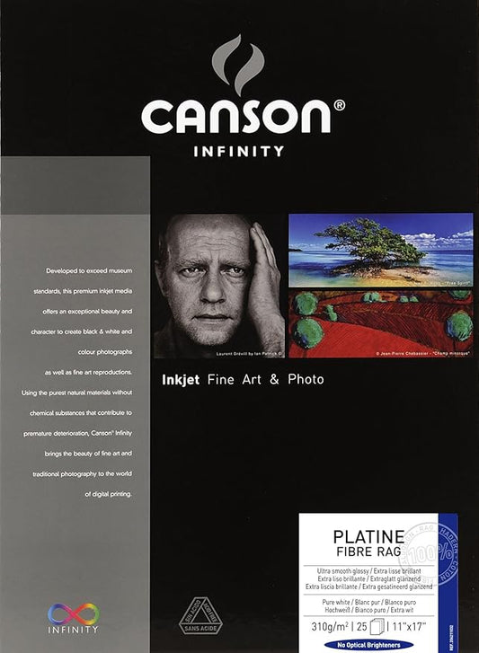 Canson Infinity Platine Fibre Rag Fine Art Paper, 310 Gram , 11 x 17 Inch, 25 Sheets