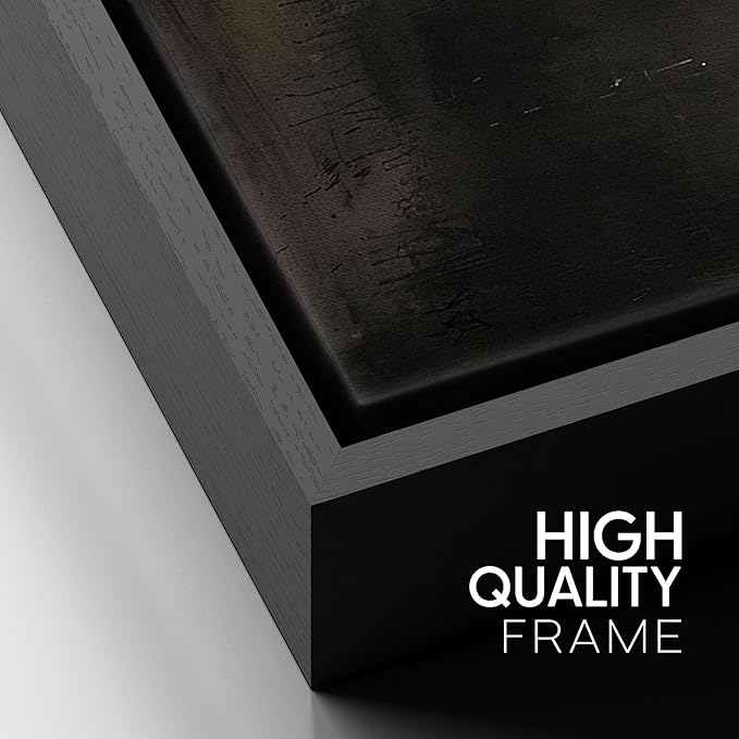 SIGNFORD Framed Canvas Print Wall Art Dark Abstract Moody Minimalist Illustrations Modern Art Decorative Bohemian Relax/Calm for Living Room, Bedroom, Office - 16"x24" Black
