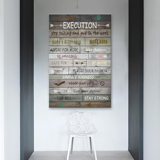 Office Wall Decor Inspirational Wall Art Execution Inspiring Positive Quotes Canvas Poster Print for Bedroom Living Room Gym Office Wall Decoration Artwork [24''Wx36''H]