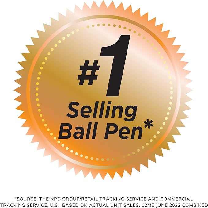 BIC Round Stic Xtra Precision Fine Black Ballpoint Pens, Medium Point (0.8 mm), 12-Count Pack, Excellent Writing Pens