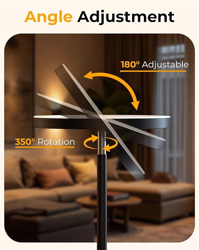 Floor Lamps for Living Room, 69" Tall LED Lamp, 2800LM Standing Lamp Remote & Foot Switch with 1H Timer, 2700-6500K Stepless Dimmable Modern Pole Light for Bedroom, Reading, Black