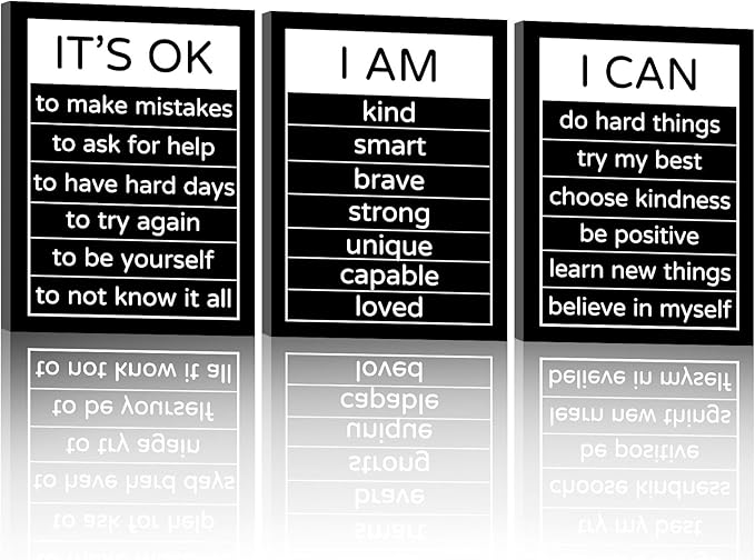 Halioyo Motivational Wall Art Decor Inspirational Canvas Wall Art Positive Affirmation Quotes Poster Decor for Bedroom Living Room Classroom Dorm Office, 12x16inchx3pcs
