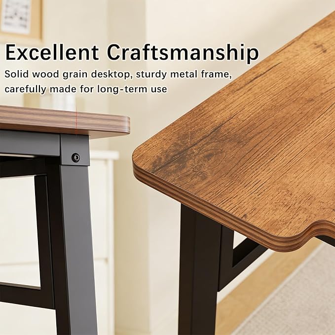 Computer Desk 39.4 Inch Small Office Desk with Wood Top and Metal Frame, Study Writing Desk for Home, Bedroom, Gaming, U-Shaped Leg Design, Modern Simple