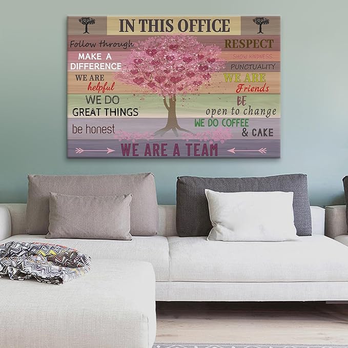 In This Office Inspirational Wall Art Motivational Retro Print Poster for Office Decor Modern Canvas Framed Artwork Picture for Living Room Workplace Gym Wall Decoration Ready to Hang [24''Wx36''H]