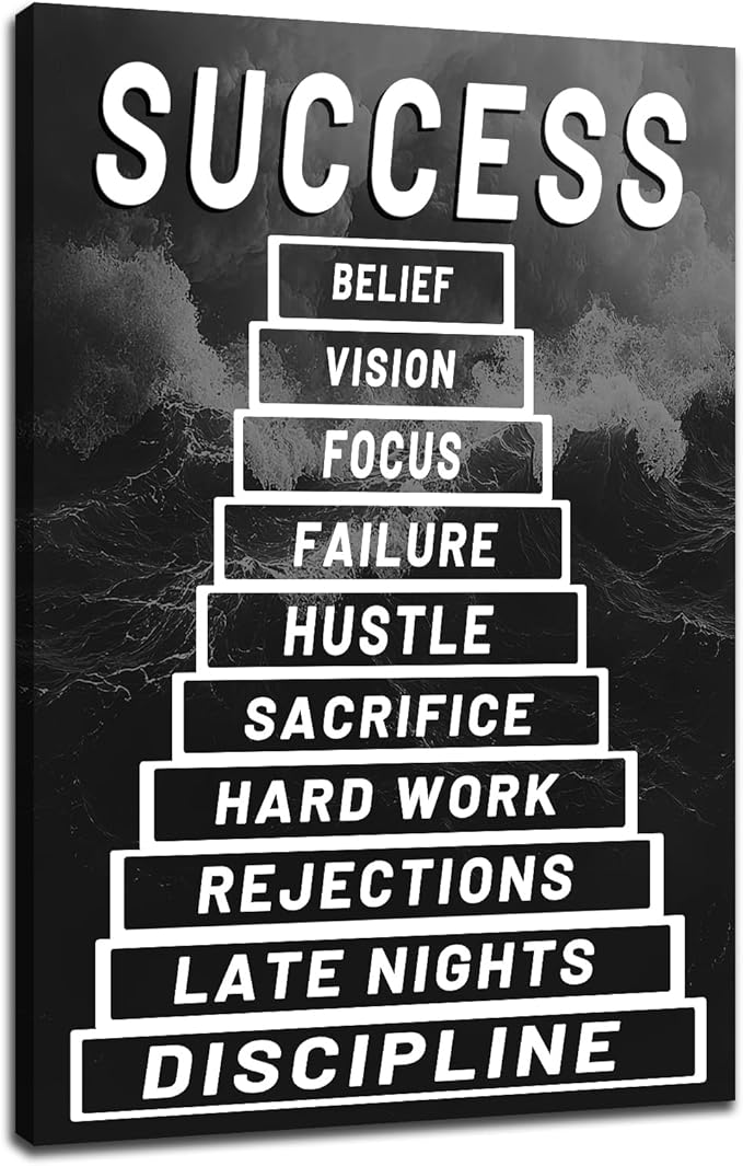 Motivational Canvas Office Decor Wall Art Entrepreneur Positive Quotes Poster Print Inspirational Success Picture Artwork for Living Room Workplace Wall Decor Stretched and Framed [24''Wx36''H]
