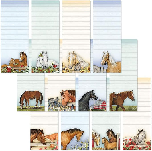 Current Horses Magnetic Notepad Set – Set of 12 Mini Memo Pads, 30-Sheet Pads, 2½ x 6½ Inches, Shopping List, to-Do Notes, Printed in The USA
