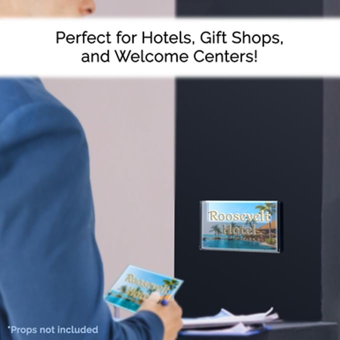 Marketing Holders Postcard Holder Holds 6" x 4" Materials Black Back Clear Single Pocket Index Greeting Cards Display Rack Includes Hanging Hardware Acrylic Owners Beach Boutiques Hotels
