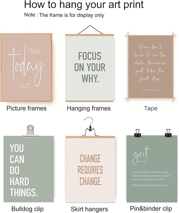 Inspirational Motivational Office Decor Posters Prints Unframed Set of 6, Minimalist Pastel Wall Art Print Decor, Positive Affirmations Team Teamwork Difference Maker Wall Picture,12"x16"unframed