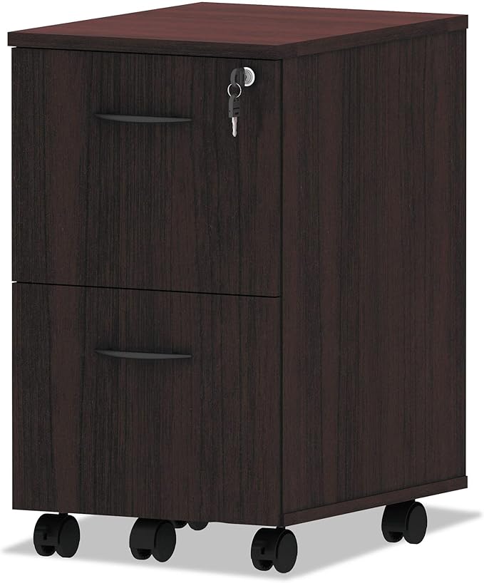 Alera Alera Valencia Series Mobile Pedestal, Left Or Right, 2 Legal/Letter-Size File Drawers, Mahogany, 15.38" X 20" X 26.63"