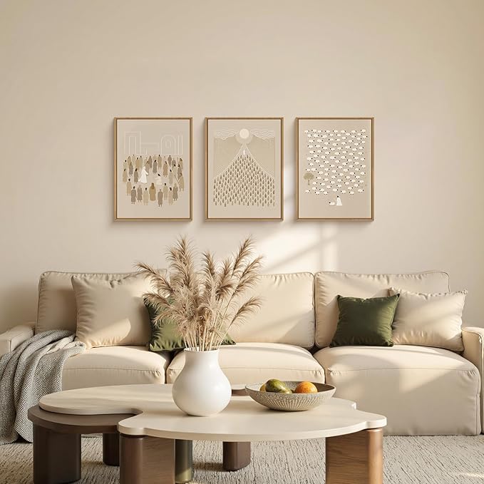 BICERE Jesus Christian Framed Canvas Wall Art,Boho Lost Sheep Wall Decor,Abstract Sketch Bible Verses Art Prints,Religious Scripture Beige Artwork for Living Room,Dining Room-12"x16"x3