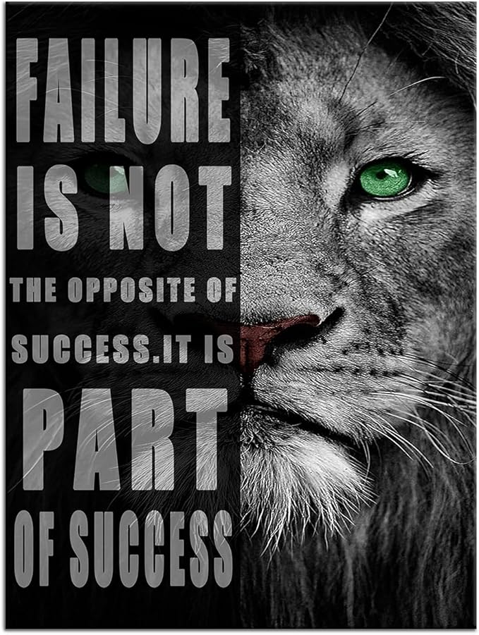 Motivational Lion Canvas Office Print Wall Art Animal Inspirational Picture Animal Poster Painting Modern Inspiring Artwork for Home Living Room Bedroom Office Decor Ready to Hang [30''W x 40''H]