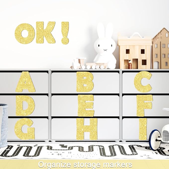 150 PCS Large 7" Font Letters and Punctuation Set, Gold Classroom Alphabet Cutout for Bulletin Board Display Home School, A Great Helper to Inspire Students' Learning Interest